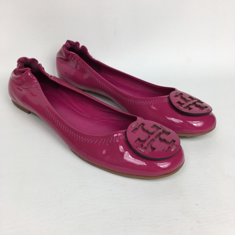 Tory Burch Fuchsia Patent Leather Reva Flat